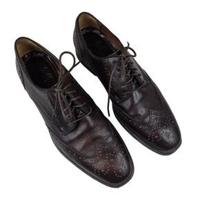 Johnston & Murphy Brown Leather Wingtip Oxford Mens Dress Shoes 8.5 M
